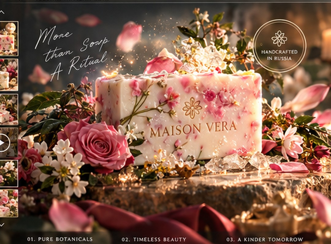 Elegant floral artisan soap editorial